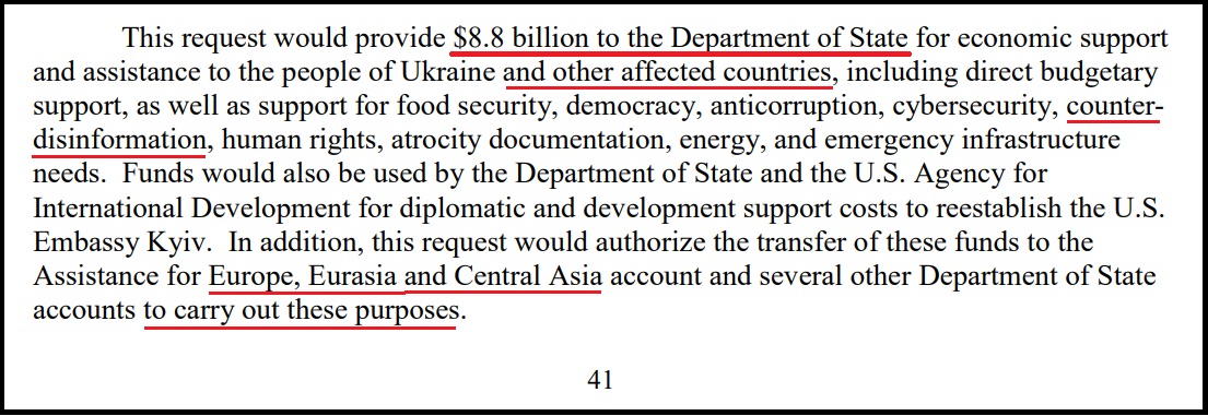 Beyond a Slush Fund, Biden $33 Billion Ukraine Package Includes $8.8 Billion to Establish State Dept Global Disinformation Bureau, and International Civil Asset Forfeiture - The Last Refuge