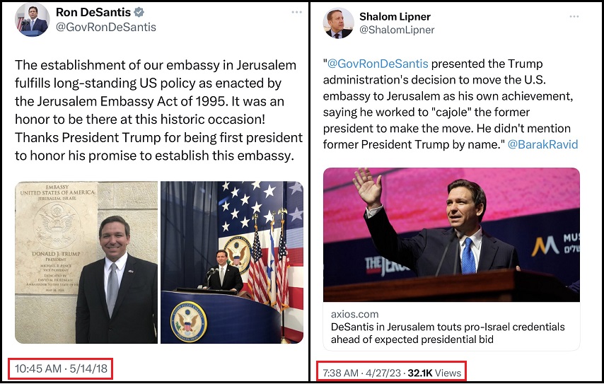 Collapsing at Home, DeSantis Travels to Israel and Proclaims He Moved U.S. Embassy to Jerusalem, Not President Trump - The Last Refuge