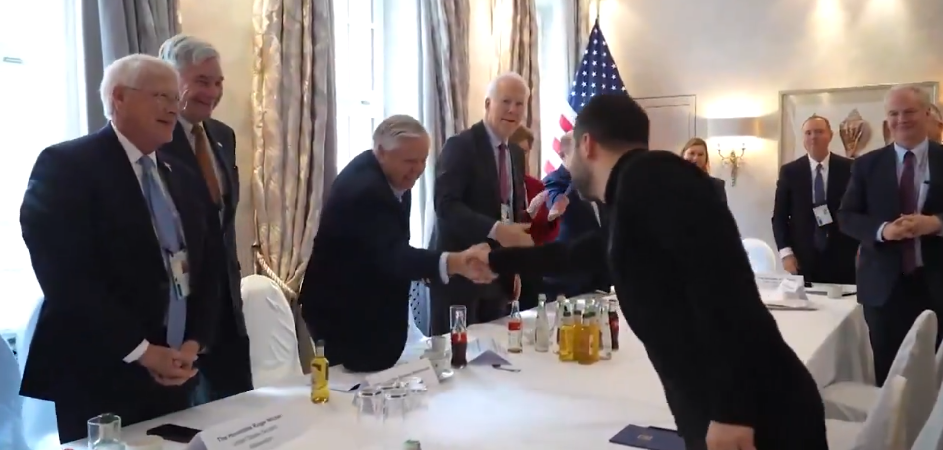 NextImg:Compare and Contrast Body Language: U.S. Politicians Who Skim Ukraine Funds Meet with Zelenskyy in Munich - The Last Refuge