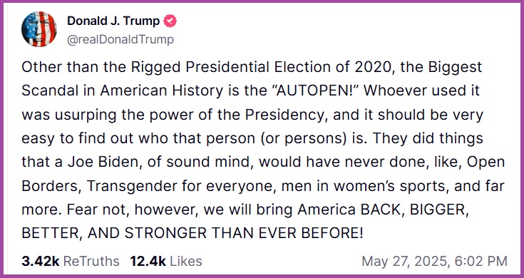 NextImg:President Trump Notes the Biden Autopen Scandal Extends Beyond the Pardon Controversies - The Last Refuge