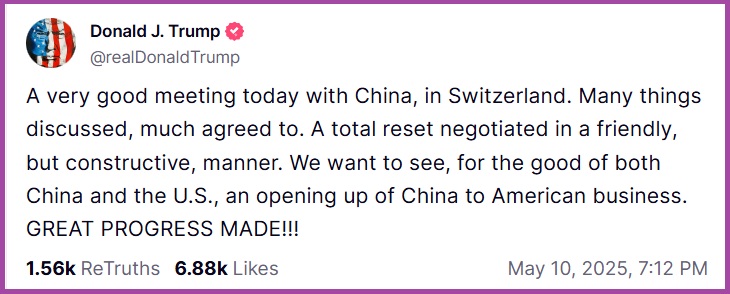 NextImg:President Trump Delivers Statement Following Trade Team Contact with Chinese Counterparts in Switzerland - The Last Refuge