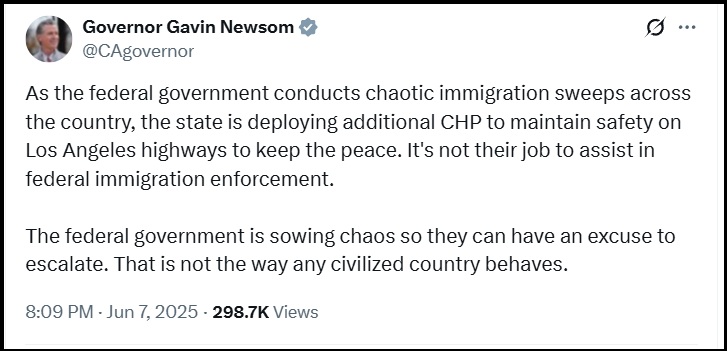 NextImg:Governor Gavin Newsom Announces It's Not His Job to Enforce the Law - Los Angeles Collapses into Chaos - The Last Refuge