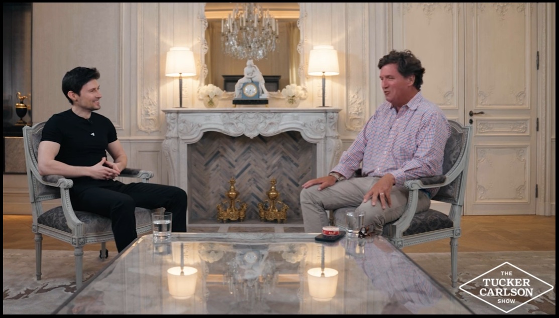 NextImg:Tucker Carlson Interviews Telegram Founder Pavel Durov During Ongoing Confinement in France - The Last Refuge