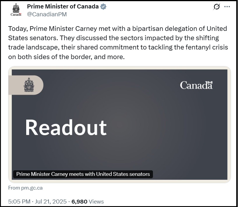 NextImg:Trudeau Redux - Canadian Prime Minister Mark Carney Huddles with U.S. Senators - The Last Refuge