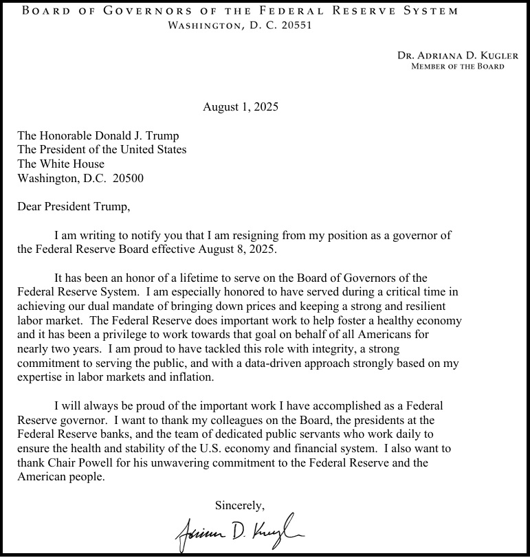 NextImg:Adriana D. Kugler Submits Resignation as Member of the Federal Reserve Board of Governors - The Last Refuge