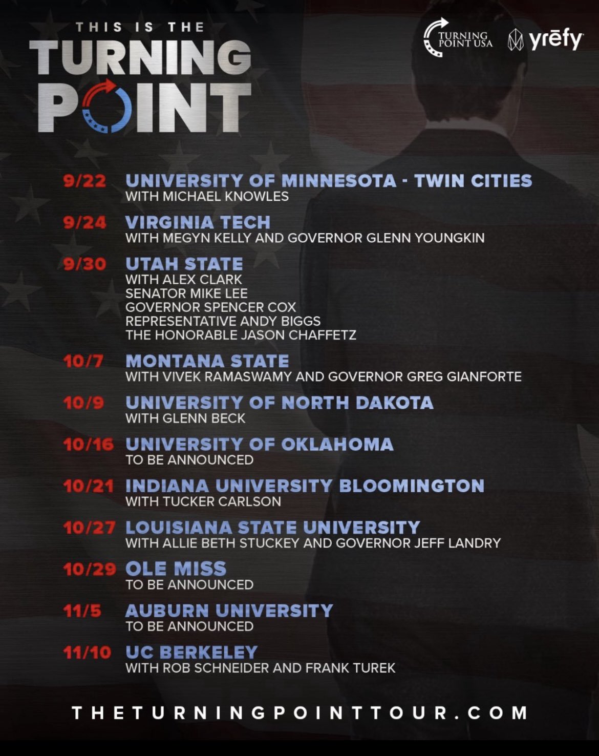 NextImg:Turning Point Campus Tour Will Continue with Megyn Kelly, Tucker Carlson, Glenn Beck and Michael Knowles Announced - The Last Refuge