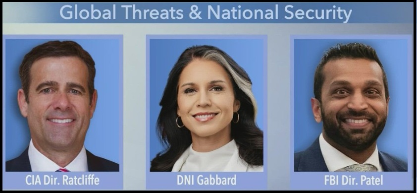 DNI Gabbard, CIA Director Ratcliffe and FBI Director Patel Testify to HPSCI – 10:00am Livestream
