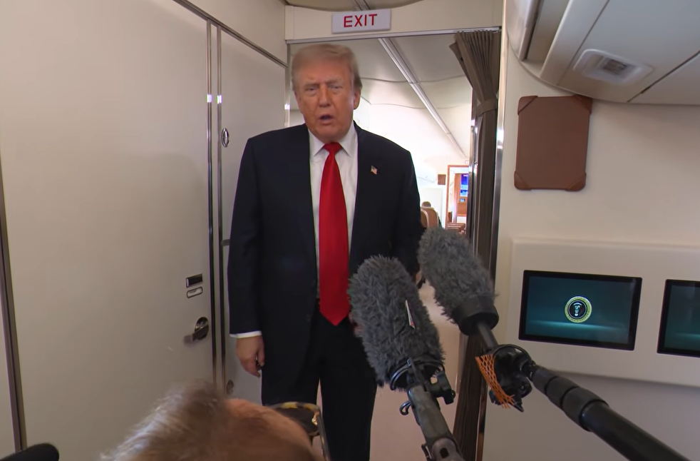 President Trump Gives Impromptu Press Remarks Aboard Airforce One